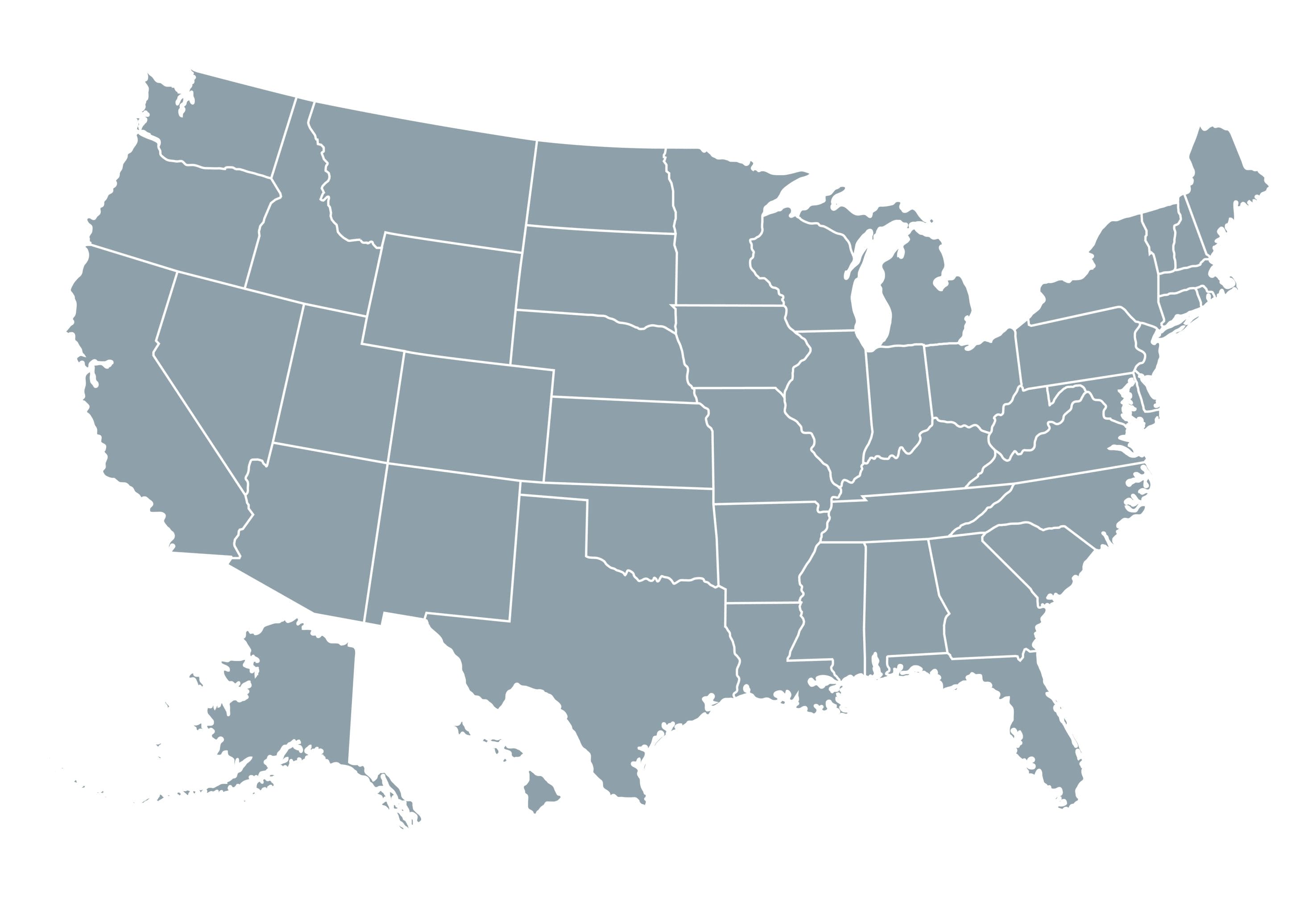 Map of the United States Representing Radon Services